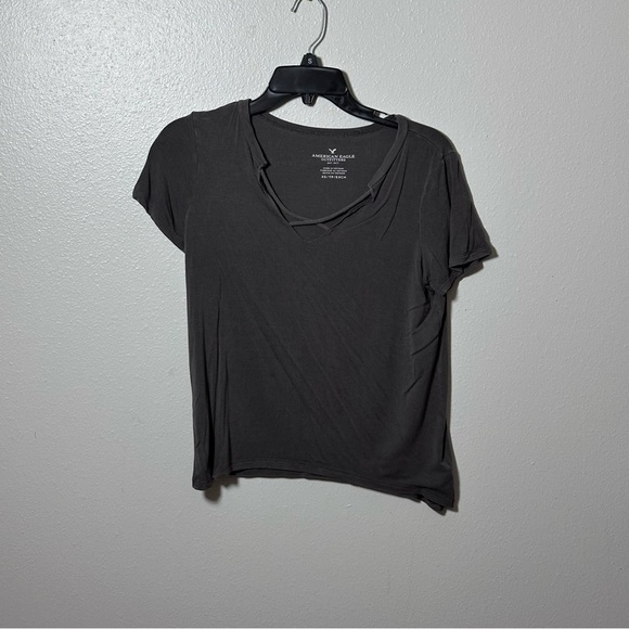 American Eagle Women Casual Gray/Black Top Size‎ XS - Picture 1 of 7